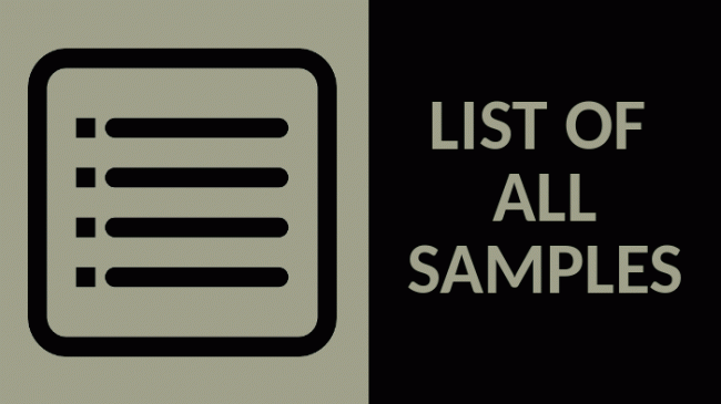 LIST OF ALL SAMPLES